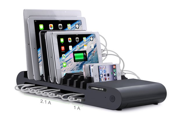 Ugreen 10 Ports USB Desktop Charger with 10 slots 96W/12V 8A CD108 GK