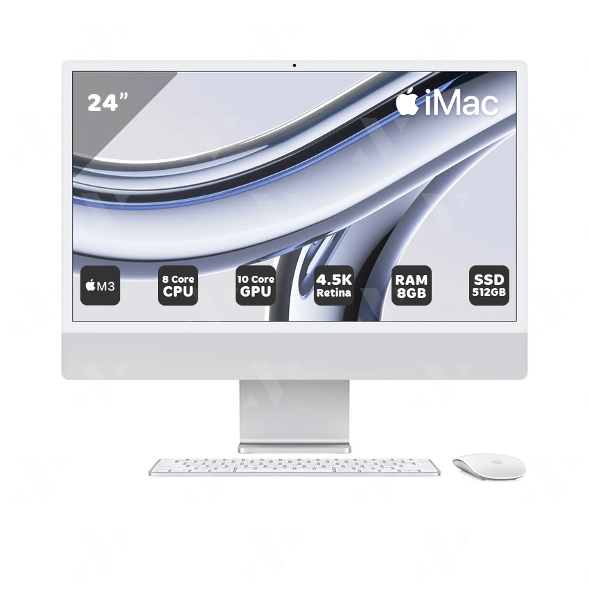 M&#225;y t&#237;nh All in one Apple IMAC MQR93SA/A | M3 8 Core CPU| 8GB| 256GB SSD| 8 core GPU| Silver| 0124