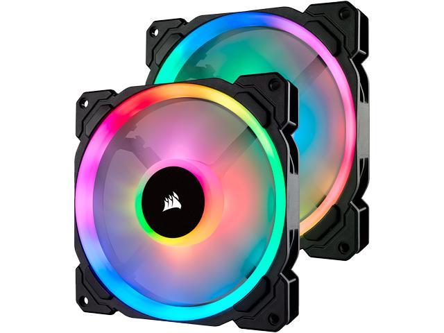 Corsair LL140 RGB 140mm Dual Light Loop RGB LED PWM Fan — 2 Fan Pack with Lighting Node PRO (CO-9050074-WW) _919KT