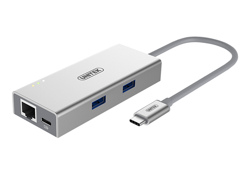 MULTIPORT HUB TYPE-C -> 2 USB 3.0 + LAN UNITEK (Y-9106) 318HP
