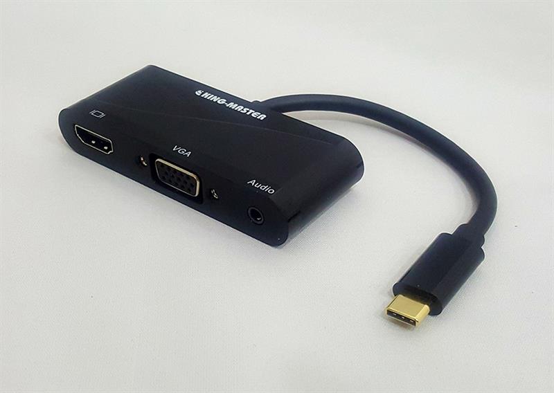 CÁP TYPE C -> HDMI + VGA + AUDIO + USB 2.0 KM (KY-V010B) 318HP